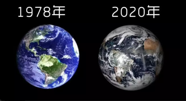 The Earth in 1978 and 2020 