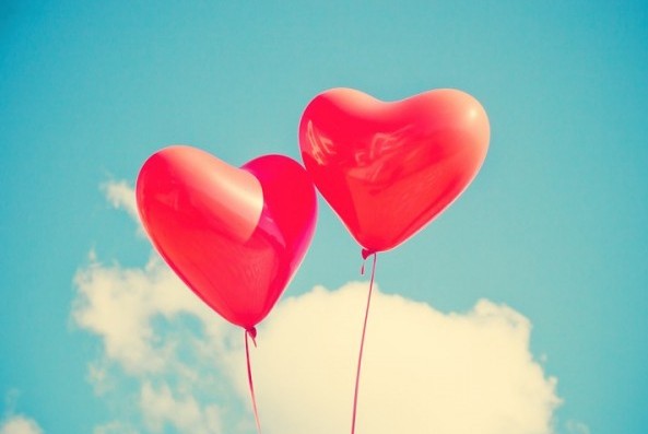 Two heart-shaped balloons