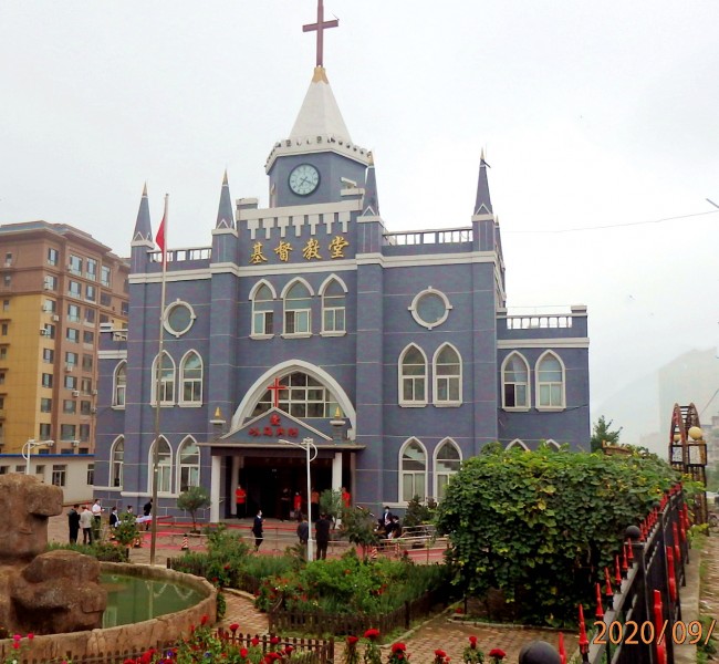 The centurial Shahe Church in Anshan, in China’s coastal-northeastern Liaoning Province