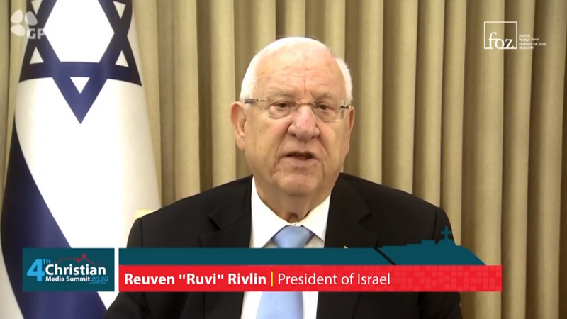 President of Israel Reuven Rivlin greeted the participants of the fourth Christian Media Summit in Jerusalem, Israel, on October 18, 2020. 