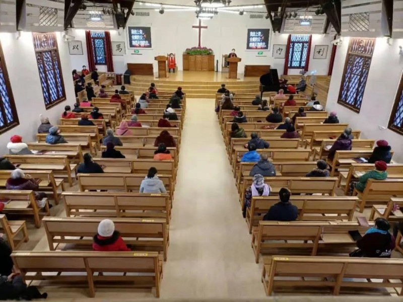Chengbei Church in Changsha, China's central Hunan Province held a Sunday service up to 99 people on January 10, 2020.