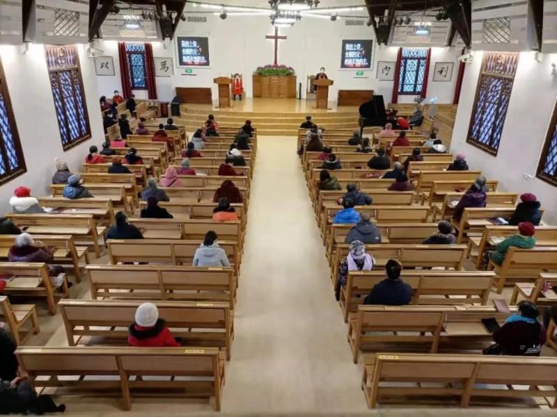 Chengbei Church in Changsha, China's central Hunan Province held a Sunday service on January 10, 2020.