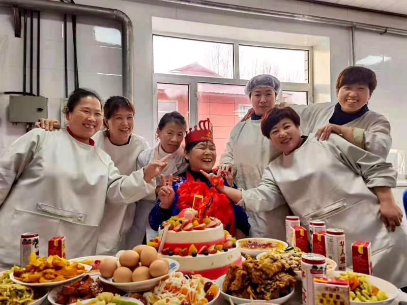 The 68-year-old sister Kou was pictured with fellow workers at her birthday party held at the Red Cross Nursing Home in Qitaihe City, Heilongjiang province on February 15, 2021. 