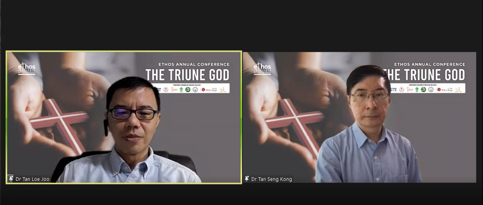 Moderator Dr Tan Loe Joo introduced Dr Tan Seng Kong to give a speech titled “Trinity in Early Christianity” in the Ethos' annual virtual conference “The Triune God" on September 25, 2021.