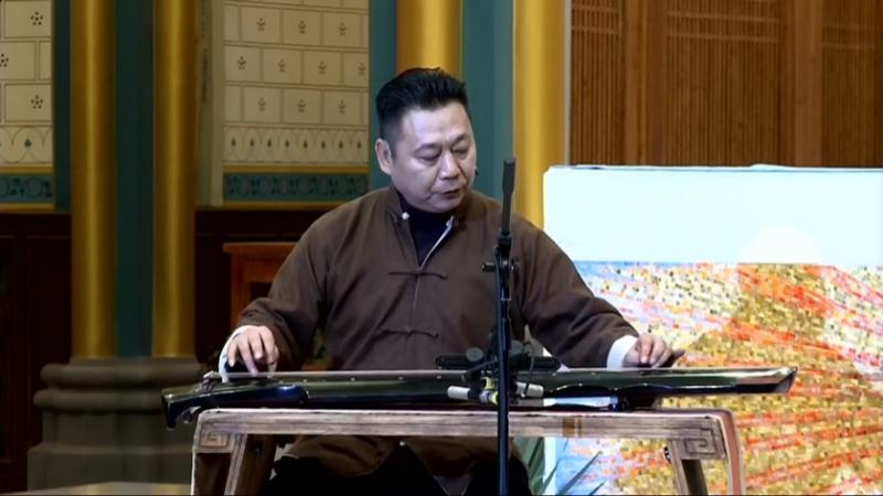 A man played Chinese zither in a Catholic concert called “Chinese Church Music Since the Tang Dynasty” held in the Church of the Savior in Beijing on October 16, 2021.