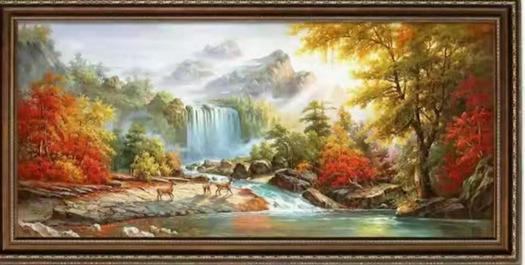 An oil painting of the nature in the fall by Zhang Qiang