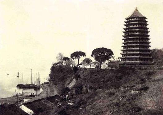The Six Harmony Pagoda in 1916 in Hangzhou, Zhejiang