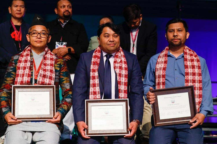 New leadership team of the Bhutanese Nepalese Christian Churches of America: from left, Pastor Bhadra Rai(Chairman), Pastor Puspa Rasaily (General Secretary) & Pastor Subash Luhagun(Treasurer)