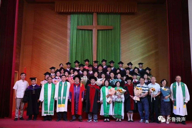Church leaders and students that just graduated from Shandong Theological Seminary took a group picture on July 5, 2022.
