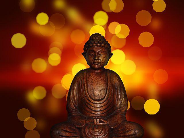 A picture shows a Buddhist statue enshrined in a temple.