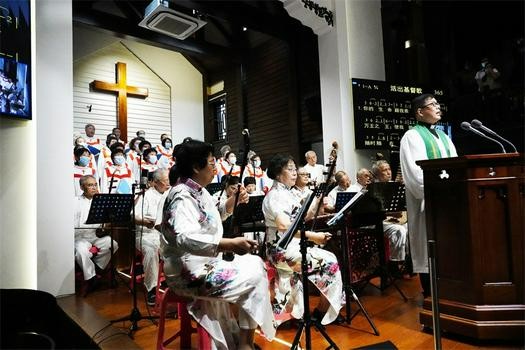 Changle Folk Band of Sicheng Church in Hangzhou, Zhejiang, played Chinese national instruments to accompany the congregation to sing "May Thy Divine Life", On September 11, 2022.