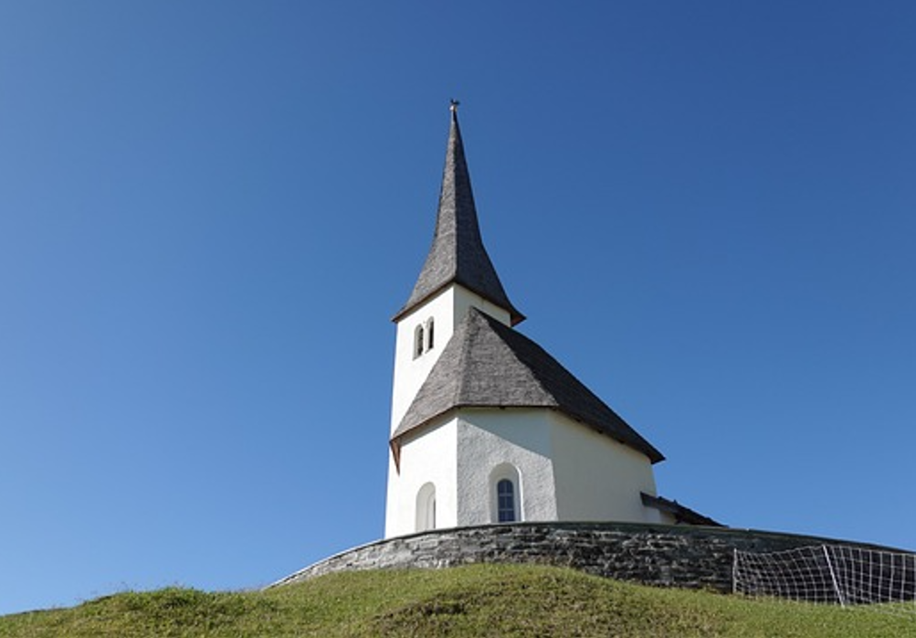 A church on the grass