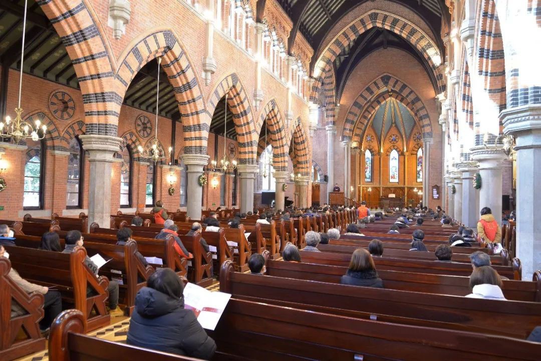 Worshippers sitting at a social distance attended a worship service celebrating the reopening of Holy Trinity Church in Shanghai on December 18, 2022.
