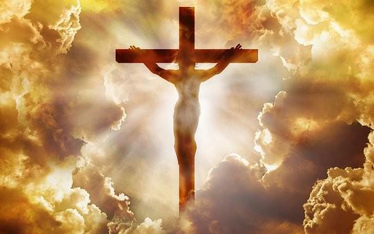 A picture shows Jesus crucifying on the cross.