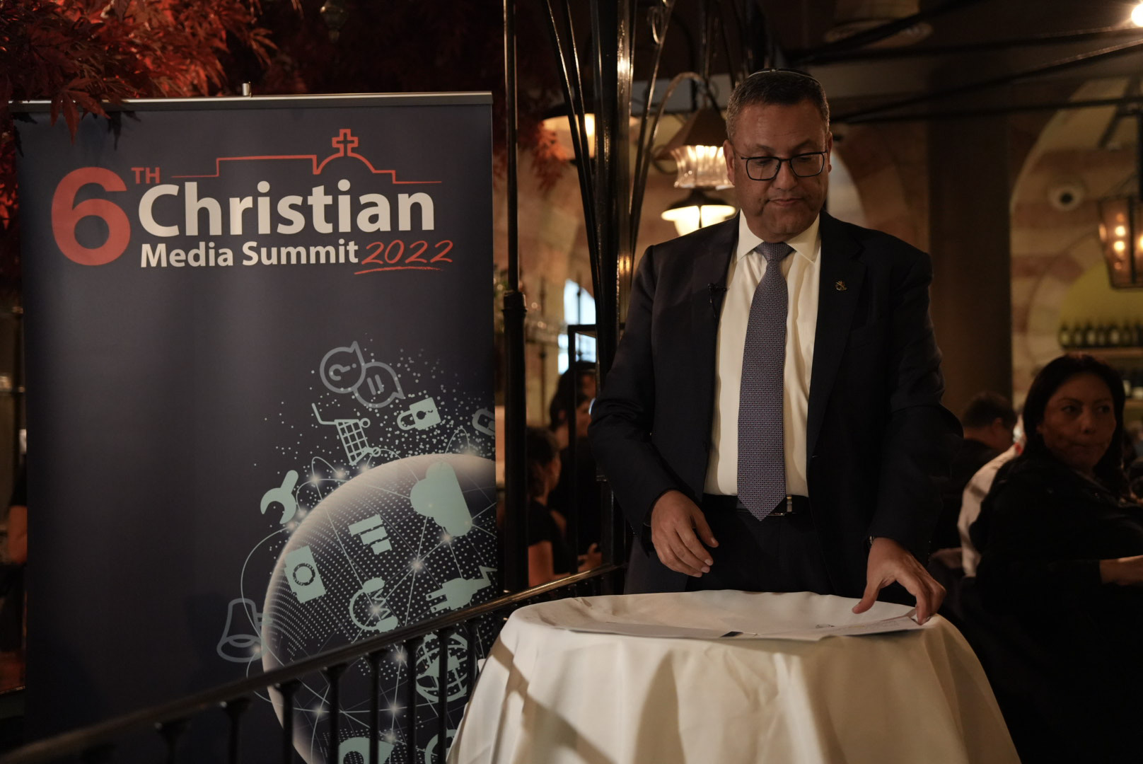 Moshe Lion, Mayor of Jerusalem, greeted the participants of the sixth Christian Media Summit in a local resturant in Jerusalem, Israel, on December 12, 2022.
