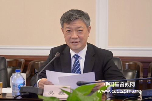 Rev. Wu Wei, associate president of the China Committee on Religion and Peace (CCRP) read out the written speeches of Pagbalha Geleg Namgyai, president of CCRP during the 3rd International Seminary on Religions and Ecological Civilization themed "Harmonious Coexistence between Human and Nature" on December 21, 2022.