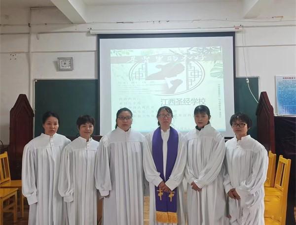 The choir members were pictured at Jiangxi Bible School after a World Day of Prayer service on March 3, 2023.