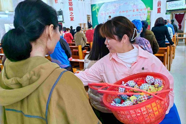 Easter eggs were distributed at Shangsi Church, in Fangchenggang City, Guangxi Zhuang Autonomous Region, on Easter Sunday, April 9, 2023.