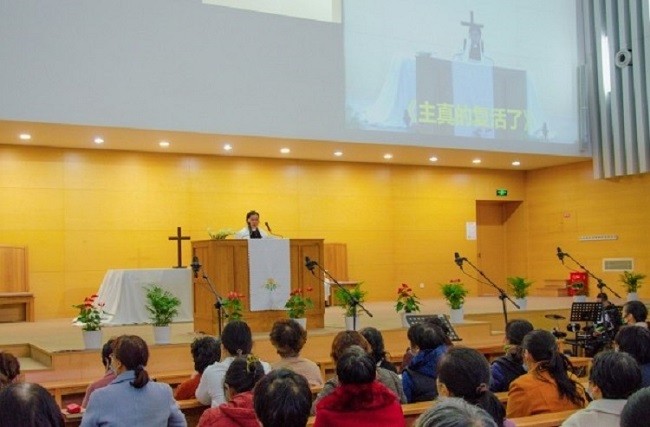An Easter Sunday service was held at Xiangcheng Church, in Suzhou City, Jiangsu Province, on April 9, 2023.