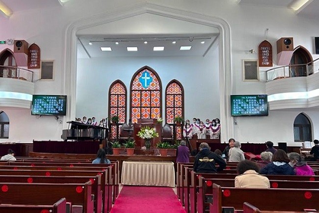An Easter Sunday service was held at Grace Church in Shanghai on April 9, 2023.