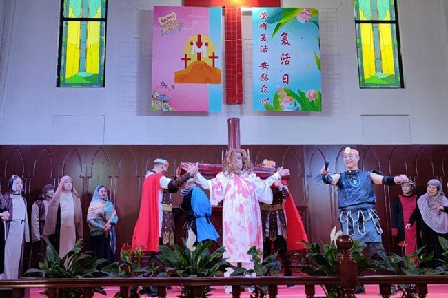 A Nativity play was showed at Yaodu District Church in Linfen City, Shanxi Province, on Easter Sunday, April 9, 2023.
