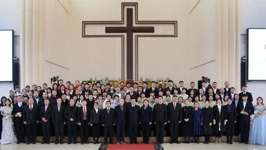 Students and faculty of Northeast Theological Seminary in Shenyang, Liaoning Province, took a group picture after a Thanksgiving celebration held at Panshi Church on November 15, 2023.